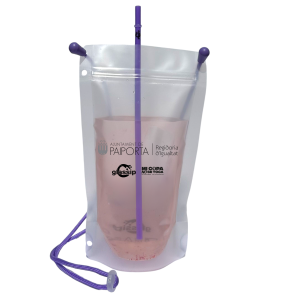 Glassip bolsa vaso manos libres con cierre superior para prevenir la sumision quimica punto violeta fiestas patronales