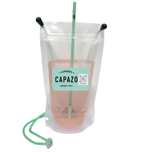Glassip bolsa vaso manos libres para bebida en fiestas patronales con codigo QR para mayor visibilidad y aumento de seguidores en redes sociales