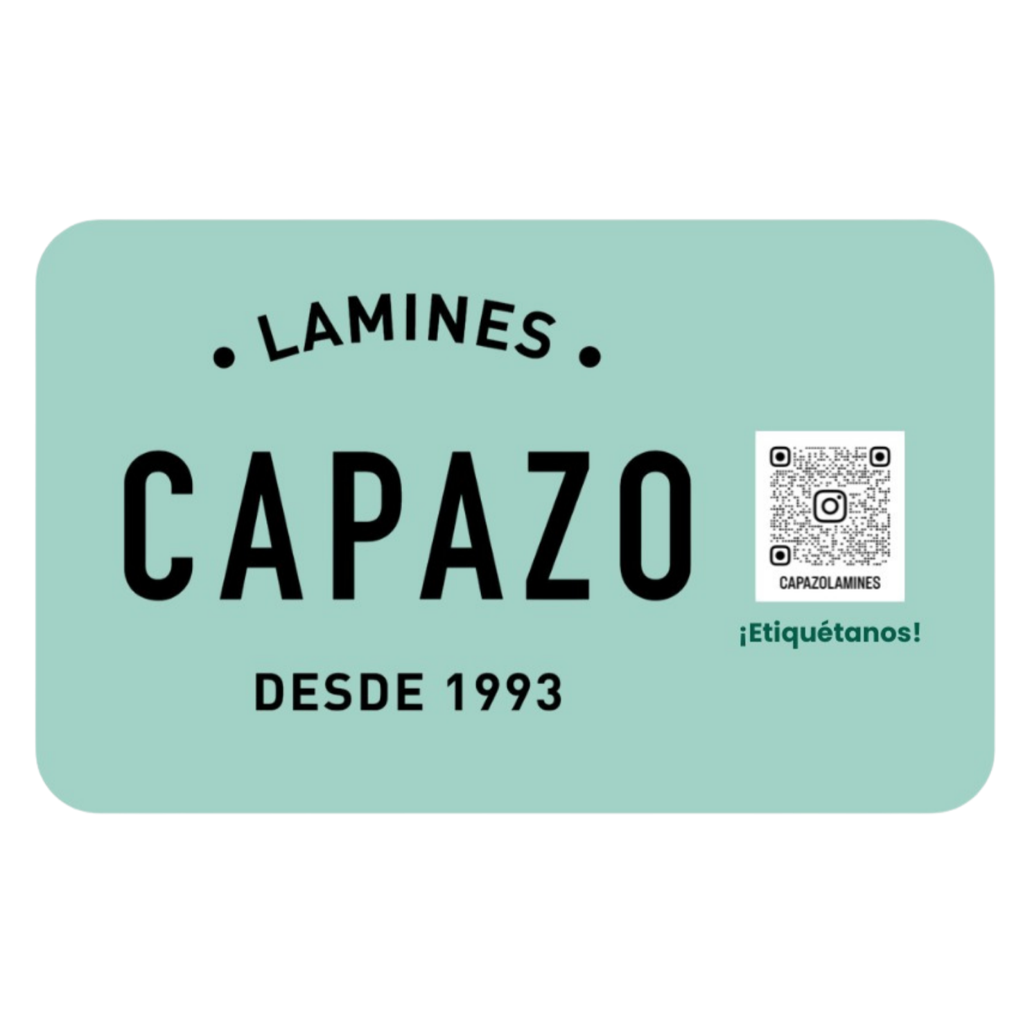 Diseño de Capazo Lamines con código QR de Instagram y la invitación Etiquétanos