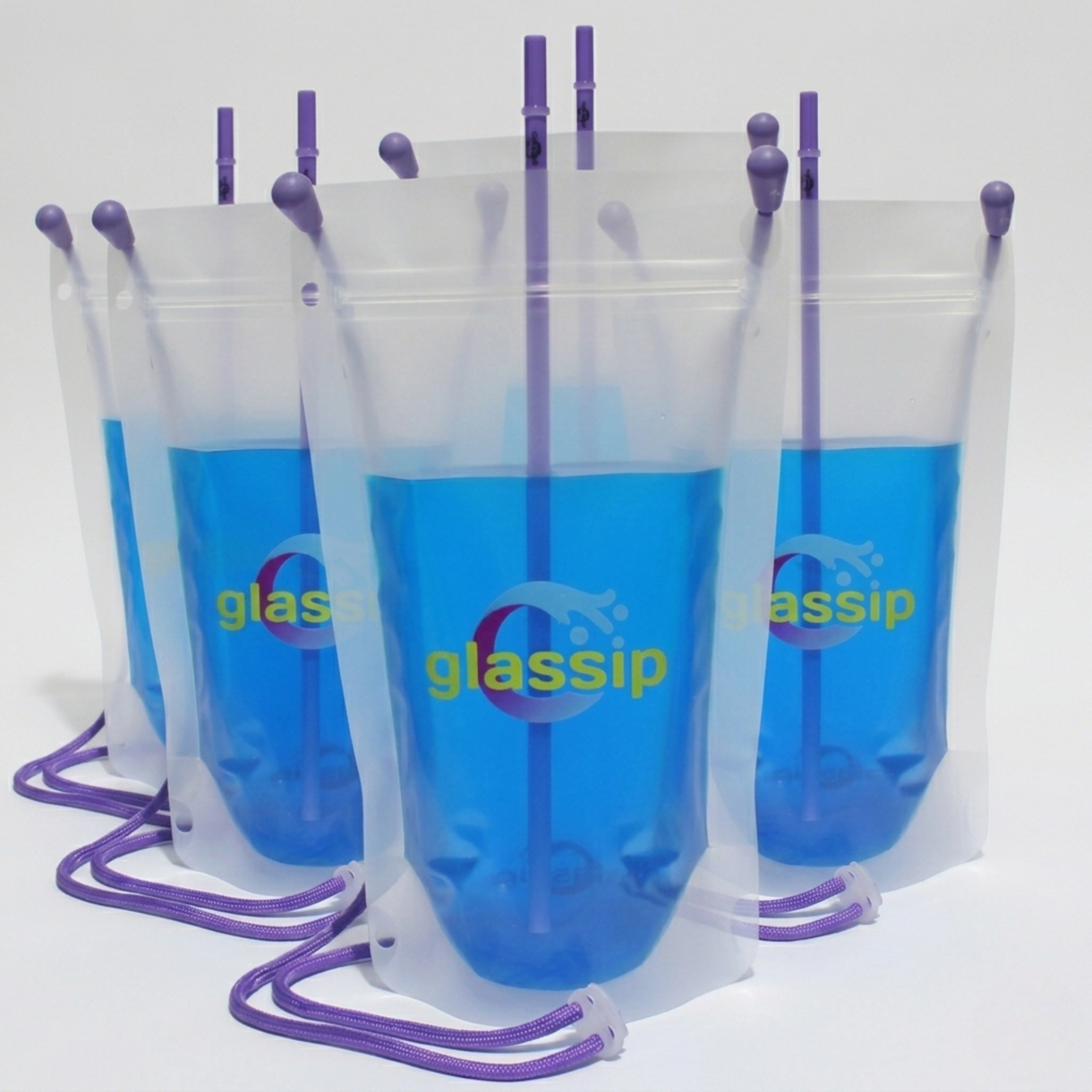 Conjunto de Glassip con cordones morados y bebida azul